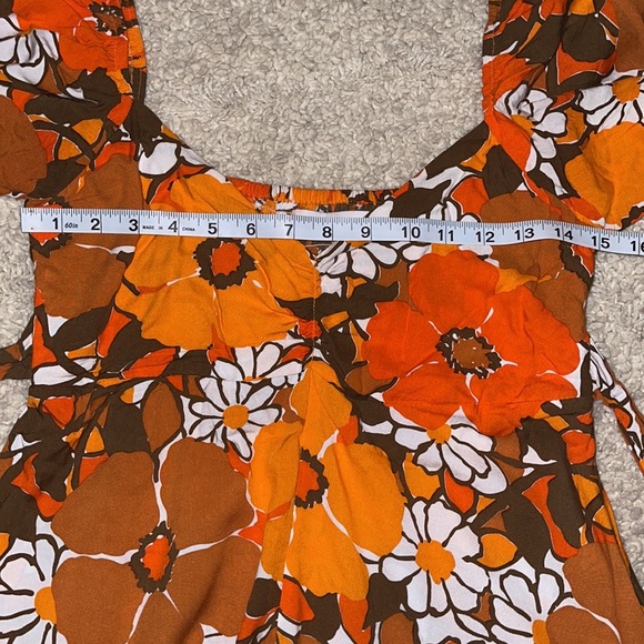 Faithfull The Brand Martine Mini Dress in Orange Isola Floral Boho Retro Size 6 - Picture 12 of 15